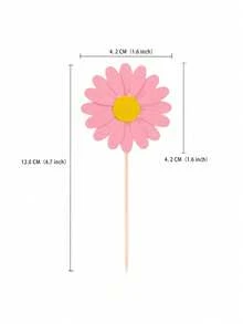 6/12pcs Daisy Cupcake Toppers, Pink Flower Cake Topper, Daisy Cake Decorations Toothpicks Chrysanthemum Cupcake Toppers, Spring Daisy Flower - Multicolor - View 3
