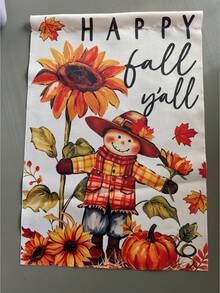 1PC Scarecrow Hello Fall Garden Flag Burlap Sided Autumn Harvest Pumpkin Leaf Pattern Outdoor Yard Decor Thanksgiving Farmhouse Porch Decoration - Garden Flag - View 7