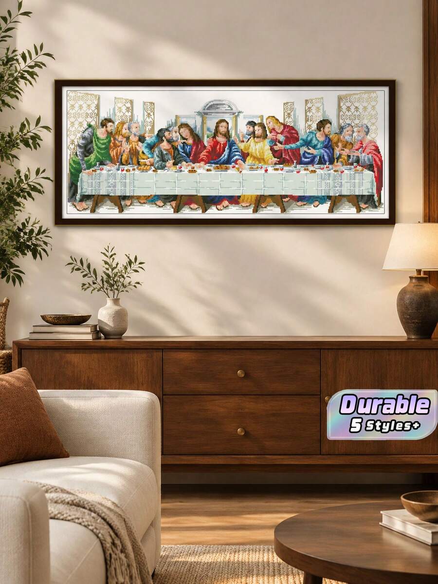 Cross‑Stitch Kit The Last Supper Pattern DIY Handmade Embroidery Set Printed Needlework Figure Design Craft Home Wall Decor Hand‑Stitching Project Gift For Embroidery Enthusiasts - Multicolor - View 1