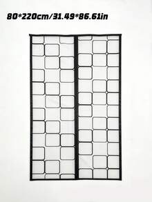 1pc Magnetic Self-Closing Screen Door Curtain, Thermal Insulated Mesh Net With Heavy Duty Magnets & Weighted Bottom, Pet Friendly, Fits Front Door Patio Balcony Kitchen, Multiple Sizes Available - EVA Black Grid Air Conditioning Screen Door - View 19