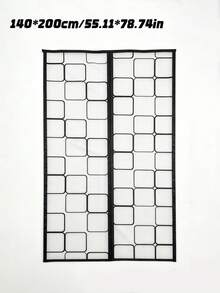 1pc Magnetic Self-Closing Screen Door Curtain, Thermal Insulated Mesh Net With Heavy Duty Magnets & Weighted Bottom, Pet Friendly, Fits Front Door Patio Balcony Kitchen, Multiple Sizes Available - EVA Black Grid Air Conditioning Screen Door - View 40