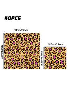Creative Pink‑Gold Leopard Print Birthday Party Tableware, 1st Birthday Theme Decor Supplies - multicolor - View 7