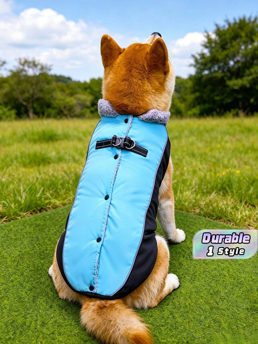 Pet Clothing For Large Dogs, Outdoor Windproof And Warm Clothing For Shiba Inu And Golden Retriever Dogs. - Blue - View 1