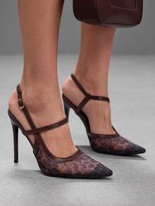 Leopard print mesh No. 4 brown 3 #