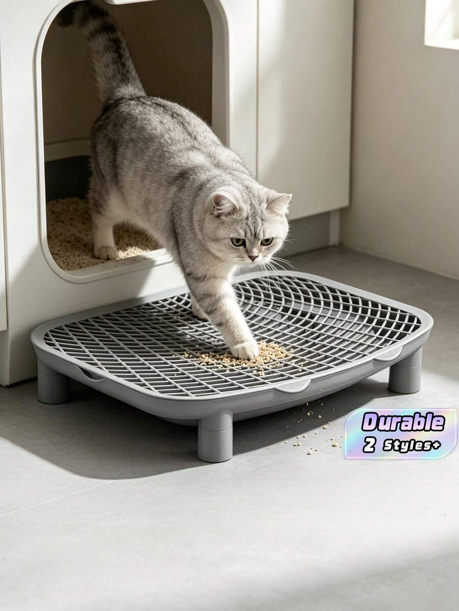 Cat Litter Box Splash Guard Mat, Removable & Washable Cat Litter Trapping Mat, Elevated Cat Litter Box Absorbent Mat - M - View 1