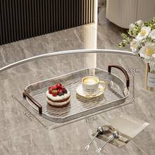 1 Modern Minimalist Plexiglass Tray With Handle, Transparent Breakfast Tray, Cosmetic Storage Tray, Suitable For Home Living Room Storage Display, Ideal For Living Room, Kitchen, Dining Room And Cafe - Grey - View 6