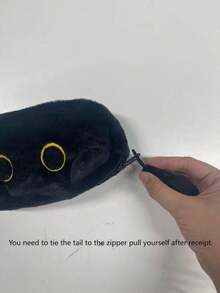 1 Piece Black Cat Face Pen Bag, Large Capacity Rectangular Makeup Bag With Zipper, Personal Care Tool Bag, Portable Stationery Storage Bag For Office, Daily Use - Multiple Colors and Styles - View 7