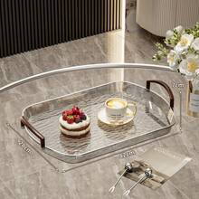 1 Modern Minimalist Plexiglass Tray With Handle, Transparent Breakfast Tray, Cosmetic Storage Tray, Suitable For Home Living Room Storage Display, Ideal For Living Room, Kitchen, Dining Room And Cafe - Grey - View 7