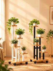 多層植物架附滾輪，室內角落花盆展示架，適用陽台與客廳 - 均碼 - 查看 9