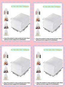 5/10/20/50/100pcs Multi Sizes White Organza Drawstring Bags, Transparent Mesh Gift Pouches, Jewelry Candy Cosmetic Soap Packaging, Wedding Favors, Birthday, Thanksgiving, Christmas Holiday Gift Storage Bags For Home And Party Use Sets For Gift Wraps - White - View 5
