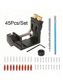 45Pcs Pocket Hole Jig Set With Drill Bit, 15 Degree Woodworking Angle Drill Guide, Stainless Steel Positioning Tool For DIY Carpentry - 46Pcs/Set - View 9