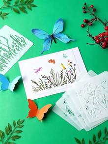 12 Pieces Of Flower-Patterned Painting Templates, Reusable. Spring Theme. Suitable For Wall Painting, Home Decoration, And Back-To-School Items. - White - View 4