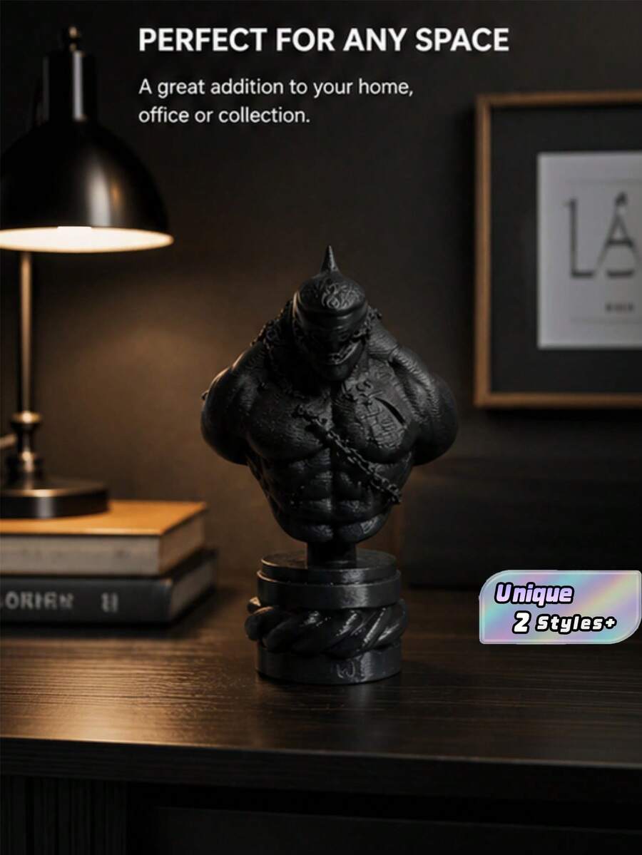 Dark Power Style Shark Warrior Sculpture Figurine, Unique Desktop Ornament, Halloween Statue Gift For Men & Boyfriend - 1PC - View 1
