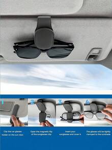 1pc Universal PU Glasses Clip For Car Sun Visor, Non-Slip Quick Release Holder Fits All Fashion Glasses & Prescription Glasses - Multicolor - View 11