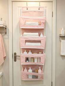 Organizer Penyimpanan Gantung Pintu 4 Tingkat dari Kain dengan Kantong Besar untuk Kamar Tidur, Kamar Mandi, Lemari, Solusi Penyimpanan Hemat Ruang, Kokoh, Ringan untuk Apartemen dengan Ruang Sempit - View 6