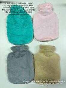 1pc Water Filling PVC Hot Water Bottle, Anti-Explosion With Cute Plush Cover - multicolor - View 9