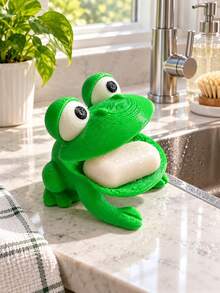 1Pc Frog Shaped Sponge Drainer Holder, Plastic Drainage Storage Rack For Kitchen Countertop Bathroom Sponge Rag Brush, Gift For Wedding Graduation Back‑To‑School - Multicolor - View 3