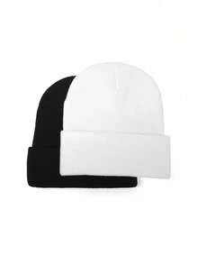 Dealstrict 1 Or 2 Pcs Casual Gothic Embroidered Knit Beanie For Men, Street Style Ski Cap For Women, Warm Multi-Purpose Cold Weather Hat, Loose Fit - Multicolor - View 3