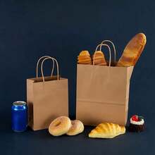 50/30/10/1pc Kraft Paper Gift Bags, Multiple Colors, Shopping Bags, Handmade Bags, Merchandise Bags, Reusable Paper Bags, Suitable For Roses, Artificial Flowers, Party Gifts, And Various Items - Kraft Paper - View 6