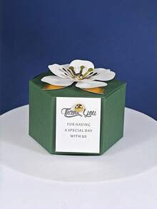 10 piezas Cajas de embalaje de regalo hexagonales de varios colores delicadas con tarjetas de agradecimiento, accesorios de flores de papel, cajas de regalo para bodas, compromisos, cumpleaños, inauguración de casa, fiestas de vacaciones, banquetes y embalaje de regalos en general - Multicolor - Ver 4