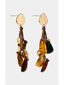 Noxbound Bohemian Style Brown Rope Woven Women's Tassel Earrings - Multicolor - View 4