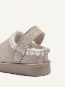Cozy Pixies Girls Beige Lace Versatile Fashion Velvet Warm One Pedal Light Cover Slippers Suitable For Winter Home Leisure Party Play Wear - Beige - View 7