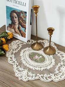 1PC Vintage Inspired French Lace Doily Handcrafted Embroidered Nylon Table Mat Placemat Heat Resistant Anti Scald Water Repellent For Dining Room Restaurant Cafe Home Decor - Multicolor - View 8