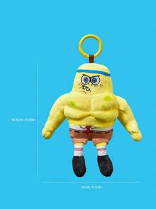 SpongeBob SquarePants | POKOJA LAND 1個肌肉聯名3D絨毛吊飾鑰匙圈，可愛站立造型，趣味壯漢設計，可掛在包包、鑰匙、書包上，適合所有年齡層，生日或週年紀念的有趣獨特禮物 - 黃色 - 查看 6