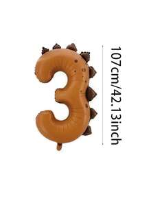 1 Piece Dinosaur-Shaped Foil Balloon, Suitable For Birthday Party Decorations, Dinosaur-Themed Photo Props, And Jungle-Themed Party Decorations. - coffee color - View 9