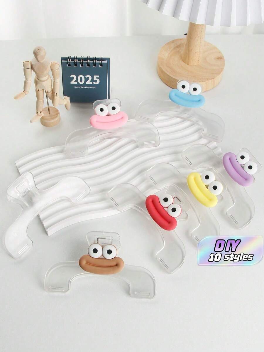 1pc DIY Cartoon Sausage Mouth Shaped Page Clips,[Accessories Need To Be Pasted Separately], Notebook/Book Marker, Large Stationery Clips Suitable For Reading, Diary, Creative Book Clip, Practical Note Clips, Fixed Manual Clips, Student Music Clips - Multicolor - View 1