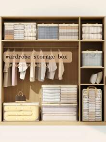 Transparent Mesh Storage Box With Sturdy Handles Foldable Breathable Visible Clothes Organizer Bin For Wardrobe Towels Bedding Home Sundries Closet Organization - Multicolor - View 7