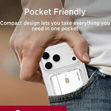 1pc Magnetic Transparent Wallet Card Holder, Compatible With IPhone 16/15 S26 Ultra 24- Phone Case Card Slot Protective Cover - Clear - View 4