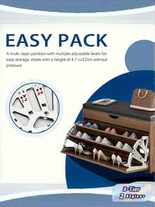 3-Tier Flip-Top Shoe Cabinet Organizer - Stainless Steel Reinforced Shoe Rack, Hidden Flip-Up Frame, Concealed Storage Space, Suitable For Home Or Office Chair Underside(No Wood) - Multicolor - View 1