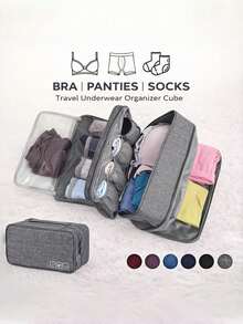Portable Hanging Travel Underwear Storage Bag, Foldable Zipper Durable Space‑Saving Pouch, Organizer For Bra, Socks & Underwear For Travel & Home Use - Multicolor - View 6