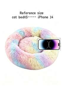 1PC Off Rainbow Color Round Warm Thick Pet Bed Mat Multiple Sizes For Medium Small Cats Dogs Indoor Use Soft Cozy Full Season Essential For Pet Lovers Non Detachable Cushion - color - View 6