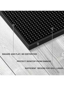 Thick Durable Black Rubber Countertop Bar Mat, Non‑Toxic, Anti‑Slip & Spill‑Resistant. Works For Coffee Machines, Home Bars, Restaurants, Kitchens And Hair Salons. Also Serves As Dish Drying Mat, Ideal For Bartenders And Various Countertop Use. - Black - View 7