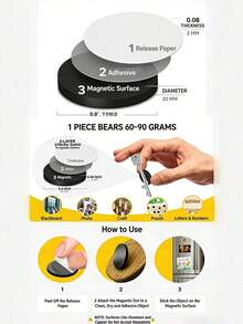 50 Pieces / 100 Pieces Round Magnets With Adhesive Backing, Soft Rubber Magnets, Self-Adhesive Magnetic Points, Strips, Soft Magnetic Patches, Refrigerator Magnets Diy - black - View 6