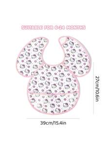 HELLO KITTY AND FRIENDS | SHEIN 6個月-2歲嬰兒防水防油防污背心式防護圍兜 TPU材質可愛卡通貓印花 粉色女款 - 彩色 - 查看 4