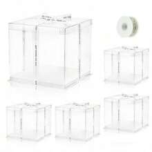 5 Transparent Cake Boxes Suitable For High-End Cakes Measuring 10 Inches X 10 Inches, Covered Gift Boxes For Weddings, Parties, And Gift Displays(Excluding Ribbons) - View 3