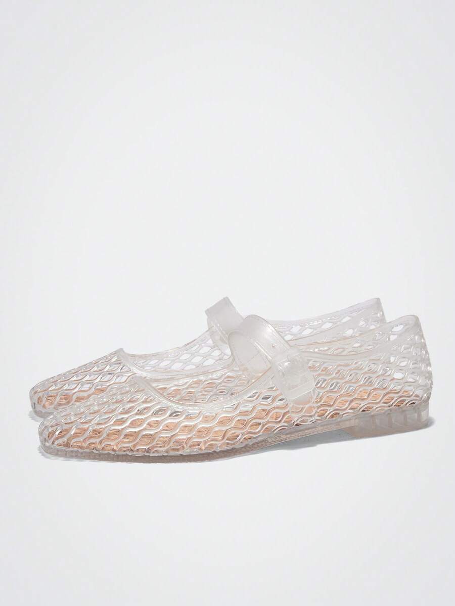 Maija Women's Round Toe Crystal Flat Beach/Holiday Shoes Fall Shoes - Clear - View 1