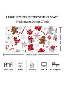 Christmas Cartoon Mouse Pad For Office And Home, Large Laptop Desk Mat With Non-Slip Rubber Base, Festive Holiday Decor Gaming Mouse Pad, Cute Xmas Computer Accessory, Smooth Surface Desk Protector Gift - Christmas - View 7