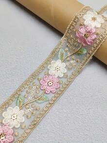 復古水溶性蕾絲歐根紗亮片刺繡 DIY 衣領袖口飾邊配件布貼 縫製手工洋裝襯衫裝飾 文藝波希米亞花卉補丁 - A - 查看 4