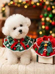 PETSIN 1PC Pet Christmas Festival Decorative Accessory, Dog Scarf Cat Saliva Towel, Pet Bib Collar Bow Tie & Bowknot For Small Medium Pets - Multicolor - View 2