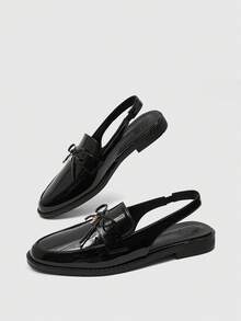 CUCCOO BIZCHIC Women's Shoes Flat Bow Loafers - Black - View 7