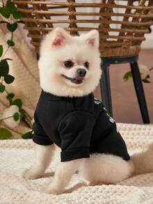 PETSIN Artist Girlcore 1pc Cute Black Pet Printed Warm Kawaii Pet Sweatshirt Without Hood - Multicolor - View 11
