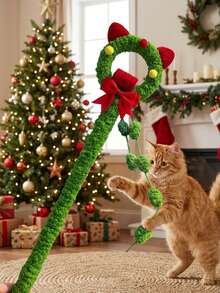 PETSIN 1 PC Random Color Tassels Christmas Big Size Cat Teaser With Cute Christmas Decoration,Shake To Make Sound,Mimicking Bird Calls - Green - View 3
