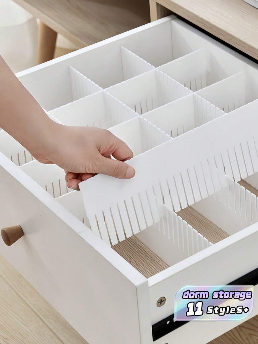5/7/10Pcs Adjustable Drawer Organizer Boxes, Multi‑Purpose Drawer Dividers For Cosmetics Jewelry Underwear Socks Office Supplies, Dorm Storage - Multicolor - View 1