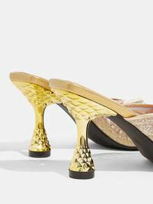 CUCCOO TILAWA Gold Sparkling Rhinestone Embroidery Elegant Sexy Pointed Women's High Heels - Exquisite And Stylish Design, With A Slip-On Design Stiletto Women - Gold - View 8