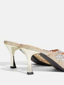 CUCCOO TILAWA Women's Thin Heel Pointed Closed Toe High Heels Versatile Daily French Elegance Wedding Banquet Full Of Diamonds Rhinestone High Heels - Gold - View 9