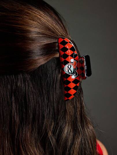 Harley Quinn X SHEIN Pinzas de pelo con diseño de dibujos animados elegantes y lindos, adecuadas para niñas y mujeres, perfectas para el hogar, el baño, tratamientos de belleza, el cabello y el peinado.